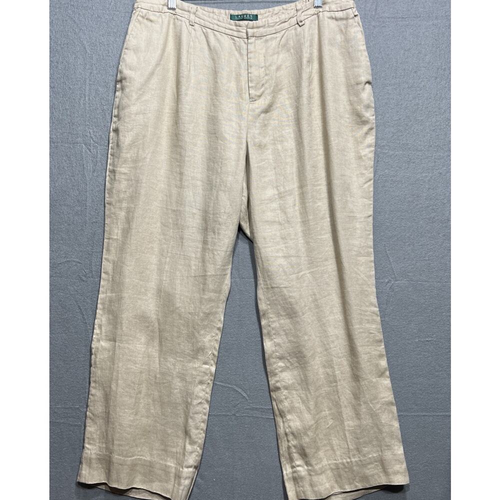 Lauren Ralph Lauren 100% Linen Dress Pants Beige Womens Size 18WP (READ) - Picture 3 of 13